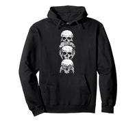 Ascolta See Speak No Evil Halloween Skull Skeleton Bones Gothic Felpa con Cappuccio