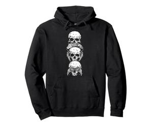 Ascolta See Speak No Evil Halloween Skull Skeleton Bones Gothic Felpa con Cappuccio