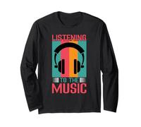 Ascoltare la Musica Retro Cuffie Graphic Maglia a Manica