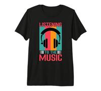 Ascoltare la Musica Retro Cuffie Graphic Maglietta Premium