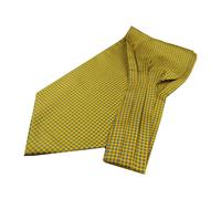 Ascot uomo giallo ocra in seta cashe col con disegni piccoli grgi azzurri