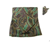 Ascot verde con disegni cashmere marroncini seta uomo fiori stilizzati cashe col
