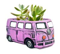 Ascrafter Cute Succulent Plants Pots, Small Planter Pots with Drainage Hole, Flower Pots for Home Indoor Outdoor Garden Decoration (Purple Bus)
