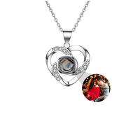 ASD Jewerly Collana personalizzata con foto personalizzata Ti amo Collana in argento con ciondolo a proiezione in oro rosa 100 lingue Regalo per mamma Donna Moglie Collana per la festa della mamma