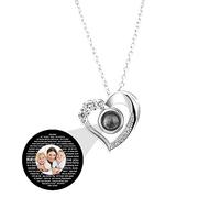 ASD Jewerly Collana personalizzata con foto personalizzata Ti amo Collana in argento con ciondolo a proiezione in oro rosa 100 lingue Regalo per mamma Donna Moglie Collana per la festa della mamma