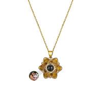 ASD Jewerly Collana Personalizzata Di Foto Di Girasole Per Le Donne, Proiezione Fotografica Ti Amo 100 Lingue Regalo Commemorativo Per Mom