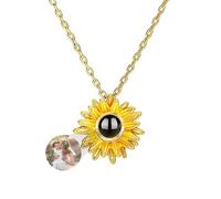 ASD Jewerly Collana Personalizzata Di Foto Di Girasole Per Le Donne, Proiezione Fotografica Ti Amo 100 Lingue Regalo Commemorativo Per Mom