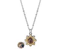 ASD Jewerly Collana Personalizzata Di Foto Di Girasole Per Le Donne, Proiezione Fotografica Ti Amo 100 Lingue Regalo Commemorativo Per Donne Mom