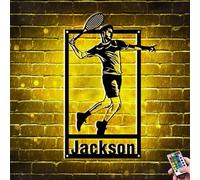 ASD Jewerly Insegna personalizzata per l'arredamento della stanza da tennis, insegna al neon con nome luminoso a LED in metallo personalizzato per tennis, decorazione da parete per sport da tennis