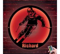 ASD Jewerly Segno di metallo per sciatori personalizzato con luce notturna a led, nome da sci personalizzato Neon Décor in Winter Wall, regalo di compleanno di Natale per bambini