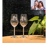 ASD Jewerly Set di Due Bicchieri da Vino Rosso Design Dipinto A Mano Foto E Testo Personalizzati Compleanno L'Anniversario O Il Regalo di Nozze degli Amanti del Vino