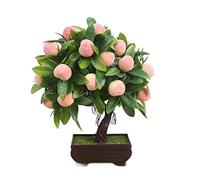asdchZen Alberi Artificiali Piante Artificiali Bonsai Arancio Pesca Albero da Frutto in Vaso per La Decorazione della Casa Soggiorno Set di Fiori Pino Simulato, Grigio