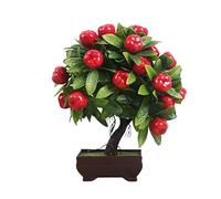 asdchZen Alberi Artificiali Piante Artificiali Bonsai Arancio Pesca Albero da Frutto in Vaso per La Decorazione della Casa Soggiorno Set di Fiori Pino Simulato, D
