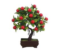 asdchZen Alberi Artificiali Piante Artificiali Bonsai Arancio Pesca Albero da Frutto in Vaso per La Decorazione della Casa Soggiorno Set di Fiori Pino Simulato, F