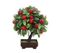 asdchZen Alberi Artificiali Piante Artificiali Bonsai Arancio Pesca Albero da Frutto in Vaso per La Decorazione della Casa Soggiorno Set di Fiori Pino Simulato, H