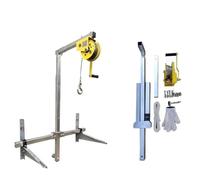 asdchZen Argano Manuale + Staffa di Supporto, per Installazione unità Esterna Aria Condizionata, Attrezzo di Sollevamento Pieghevole, Argano Pieghevole + 25 M