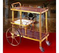 asdchZen Carrello da Bar con Ruote in Metallo Dorato, Portabottiglie con Ruote Girevoli, Carrello da Bar per Cucina/Hotel/Ristorante