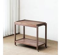 asdchZen Carrello Mid-Century, Carrello Mobile A 2 Ripiani con Braccioli, Carrelli in bambù con Contenitore, Tavolino Laterale con Ruote Universali E Display A 360° per Casa, Hotel E Ufficio D,K