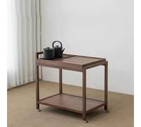 asdchZen Carrello Mid-Century, Carrello Mobile A 2 Ripiani con Braccioli, Carrelli in bambù con Contenitore, Tavolino Laterale con Ruote Universali E Display A 360° per Casa, Hotel E Ufficio D, E