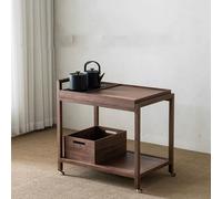 asdchZen Carrello Mid-Century, Carrello Mobile A 2 Ripiani con Braccioli, Carrelli in bambù con Contenitore, Tavolino Laterale con Ruote Universali E Display A 360° per Casa, Hotel E Ufficio D, F