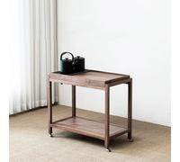 asdchZen Carrello Mid-Century, Carrello Mobile A 2 Ripiani con Braccioli, Carrelli in bambù con Contenitore, Tavolino Laterale con Ruote Universali E Display A 360° per Casa, Hotel E Ufficio D,I