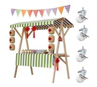 asdchZen Carrello Mobile Pieghevole con Tettoia Decorativa, Ideale per Mercati All'Aperto E Centri Commerciali, Verde, 120X60X200 Cm