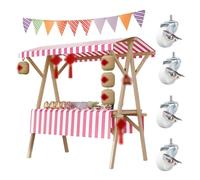 asdchZen Carrello Mobile Pieghevole con Tettoia Decorativa, Ideale per Mercati All'Aperto E Centri Commerciali, Rosa, 150X60X200 Cm