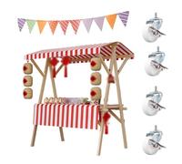 asdchZen Carrello Mobile Pieghevole con Tettoia Decorativa, Ideale per Mercati All'Aperto E Centri Commerciali, Rosso, 120X60X200 Cm