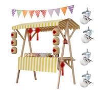 asdchZen Carrello Mobile Pieghevole con Tettoia Decorativa, Ideale per Mercati All'Aperto E Centri Commerciali, Giallo, 120X60X200 Cm