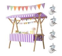 asdchZen Carrello Mobile Pieghevole con Tettoia Decorativa, Ideale per Mercati All'Aperto E Centri Commerciali, Viola, 120X60X200 Cm