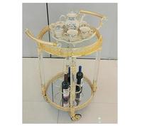 asdchZen Carrello per Hotel in Metallo, Carrello Multiuso A 2 Livelli con Portabottiglie, Carrello Medico con Ruote Universali Bloccabili, per Cucina, Ristorante, Soggiorno, Colore Oro