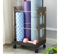 asdchZen Carrello per Tappetino Yoga Elegante con Ruote E Ganci, Supporto per Attrezzi da Palestra Angolare, Blocchi Yoga in Plastica E Metallo/Supporto per Manubri/Kettlebell, Grigio Chiaro