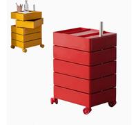 asdchZen Carrello Portaoggetti Mobile con Ruote - Carrello Portaoggetti per Salone di Bellezza, Trucco Ed Estetista, Rosso