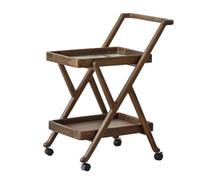 asdchZen Carrello Portaoggetti Mobile da Pranzo, Carrello di Servizio in Noce Nero con Due Ripiani, Ruote Girevoli Silenziose A 360°, Nero