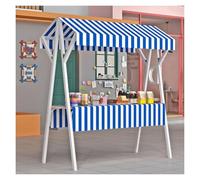 asdchZen Carretto Pieghevole per Cibo da Strada, Bancarella Ambulante per Snack, Fiori E Promozioni per Festival, Ideale per attività Scolastiche E Uso Aziendale, Blu, 130X60X200 Cm