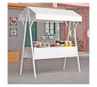 asdchZen Carretto Pieghevole per Cibo da Strada, Bancarella Ambulante per Snack, Fiori E Promozioni per Festival, Ideale per attività Scolastiche E Uso Aziendale, Bianco, 150X60X200 Cm