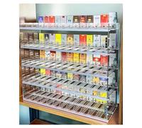 asdchZen Espositore per Sigarette in Acrilico con Sistema di Spinta Automatica, Mobiletto A Parete per L'Organizzazione di Minimarket. Trasparente, 86,5X29X64,2 Cm