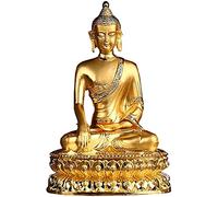 asdchZen Figures Meditating Harmony Sculptures Shakyamuni Buddha Statue Religious Handmade Decoration Ornaments, Gold