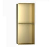asdchZen Nicchia Doccia in Acciaio Inox A Parete, Nicchia A Doppio Strato Integrata, Contenitore Impermeabile, per Soggiorno, Bagno, Camera da Letto, Studio, Cucina, Bianco, Oro