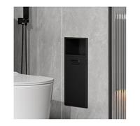 asdchZen Nicchia Doccia in Acciaio Inox, Senza Piastrelle, da Incasso A Parete con Cestino, Organizer per Ripiano Verticale A Doppio Strato per Bagno, Nero, 20X50X14 Cm