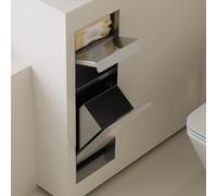 asdchZen Nicchia Nascosta in Acciaio Inox per Bagno, Porta Carta Igienica da Incasso, con Porta Scopino per WC, Adatta per Doccia, Luoghi Pubblici, Parco, Grigio, A, 62X20 Cm
