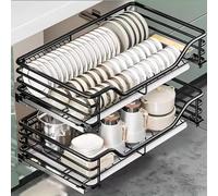 asdchZen Organizzatore Estraibile per Armadietti: Soluzione di Stoccaggio Efficiente per Cucina E Dispensa, per Massimizzare Lo Spazio in Armadietti di Piccole Dimensioni. Nero, 69X41,5X13,5 Cm