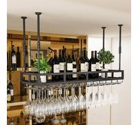 asdchZen Portabicchieri da Vino da Soffitto, Regolabile in Altezza, per Riporre I Bicchieri Capovolti in Bar, Cucina, Caffetteria, Feste, Bronzo, 80X35 Cm