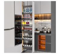 asdchZen Scaffale portaoggetti estraibile per armadietto, altezza regolabile dello strato, organizer per armadio con partizioni, per cucina, dispensa, bagno, 144 x 480 x 7 livelli