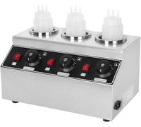 asdchZen Scalda Salse Elettrico con Dispenser - Macchina per La Conservazione del Calore in Acciaio Inox per Curry, Burro E Fudge - Intervallo di Temperatura 30-85 °C/86-185 °F 3 Griglie, 3 Griglie