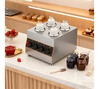 asdchZen Scalda Salse Professionale in Acciaio Inox, Dispenser Elettrico da 640 W per Salsa al Formaggio per Nachos, Salsa al Cioccolato Calda, Ketchup, Cioccolato - Include 4 Bottiglie