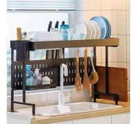 asdchZen Scolapiatti grande, scolapiatti espandibile, in acciaio inox, sopra il lavello, stabile, per lavello singolo, doppio, nero, 5486 cm
