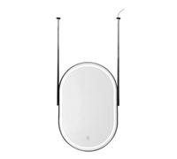 asdchZen Specchio da Toeletta con Luce LED, Specchio Intelligente con Touch Screen, Specchio Decorativo Sospeso per Il Bagno, Specchio da Trucco per La Rasatura, Nero, 90 X 50 Cm