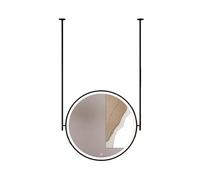 asdchZen Specchio Rotondo Sospeso A Soffitto con Luce A LED E Cornice in Metallo, Specchio Decorativo Moderno per La Casa, Specchio per Il Trucco da Bagno HD, Nero, 50X50 Cm