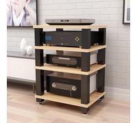 asdchZen Supporto per Giradischi con Divisori, Console Multimediale in Metallo per Riporre Giradischi, Centro di Intrattenimento Compatto per Soggiorno E Camera da Letto, Marrone, 60X48X78,5 Cm